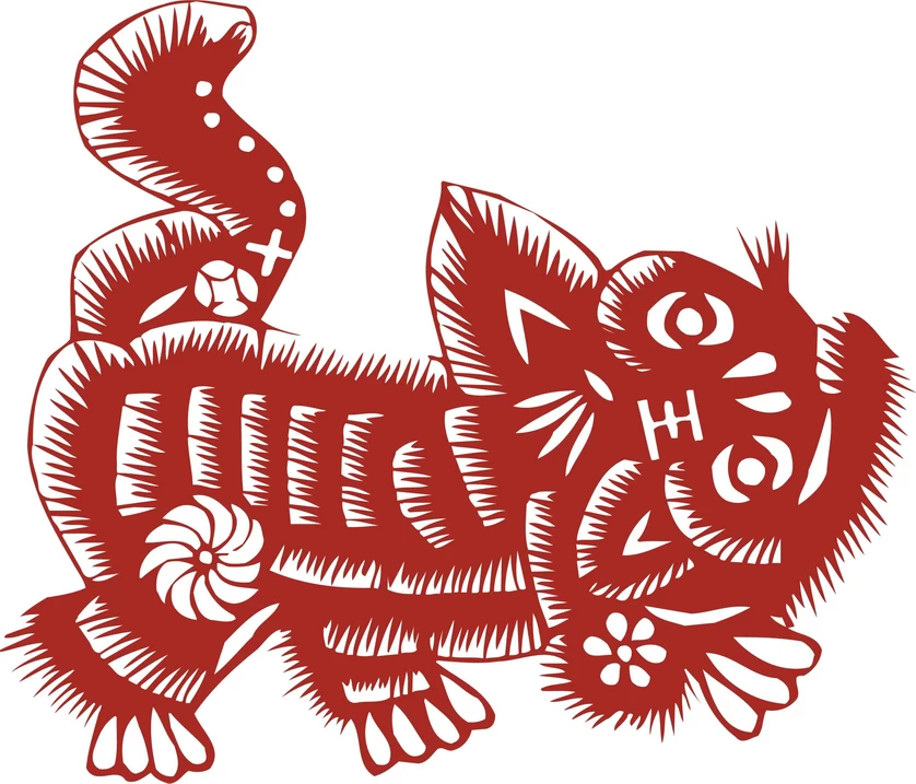 中国风中式传统喜庆民俗人物动物窗花剪纸插画边框AI矢量PNG素材【804】